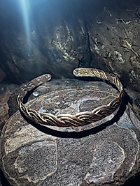 Handgemachter Kupfer-Armreif geflochten – Schmale Armspange aus massivem Kupfer ca. 0,5 cm | Boho Unikat