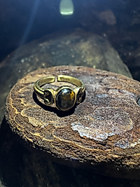 Tigerauge Ring – Vintage Spiral Design | verstellbar | Messing & Kupfer