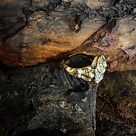 Verstellbarer Statement Ring aus Messing-Kupfer – handgefertigter Vintage Schmuck