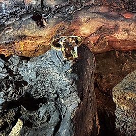 Mystic Topaz Ring goldfarben – Messing & Kupfer – verstellbar – handgefertigter Edelsteinring