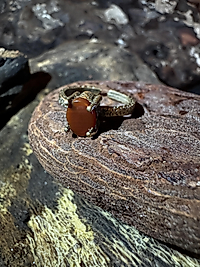 Roter Achat Ring | Messing & Kupfer | Verstellbar | Vintage Boho Stil