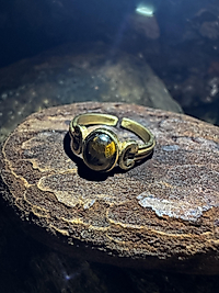 Tigerauge Ring – Vintage Spiral Design | verstellbar | Messing & Kupfer
