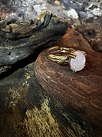 Rosenquarz Ring im Wickeldesign – Messing & Kupfer | Verstellbar |  Naturstein Schmuck