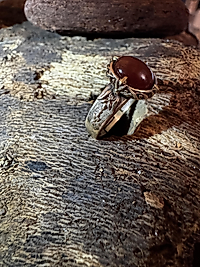 Achat Ring – Rot | Messing & Kupfer | Verstellbar | Vintage Design