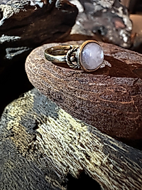 Rosenquarz Ring – Messing & Kupfer, verstellbar