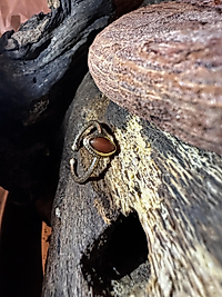 Roter Achat Ring – Navette Design | Messing | Verstellbar | Boho Vintage