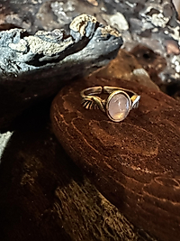 Rosenquarz Ring – verstellbar | Messing & Kupfer