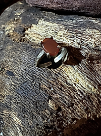 Roter Achat Ring | Messing & Kupfer | Verstellbar | Vintage Boho Stil