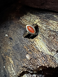 Roter Achat Ring – Navette Design | Messing | Verstellbar | Boho Vintage