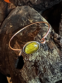 Tigerauge Schmuckset – Armreif mit Schnalle & verstellbarer Ring | Kupfer & Messing