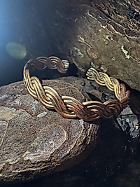 Handgemachter Kupfer-Armreif geflochten – Breite Armspange aus massivem Kupfer ca. 1 cm | Boho Unikat