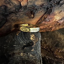 Verstellbarer Kupfer-Messing Ring mit Kreisgravur – handgefertigter Boho Statement Schmuck