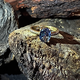 Sultanit Ring – verstellbar | Messing & Kupfer | Farbwechsel Edelstein