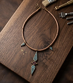 Handgefertigtes Schmuckset aus Messing mit Türkis & Koralle