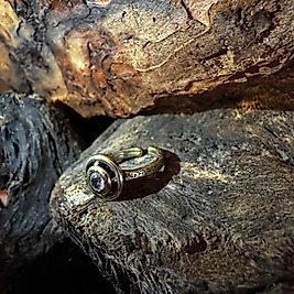 Zirkon Ring – Messing & Kupfer | verstellbar | handgefertigt