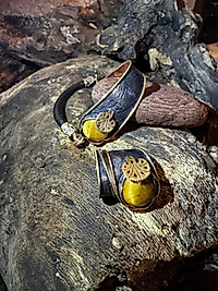 Kupfer Tigerauge Schmuckset – Ring & Armband mit Kunstleder | handgefertigt