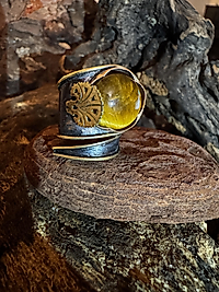 Kupfer Tigerauge Schmuckset – Ring & Armband mit Kunstleder | handgefertigt