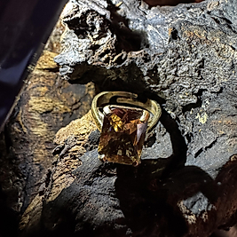 Mystic Topaz Ring gold – quadratischer Edelstein – Messing & Kupfer – verstellbar