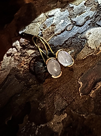 Rosenquarz Ohrringe – Handgefertigte Kupfer & Messing Hänger | Natürlicher Edelsteinschmuck