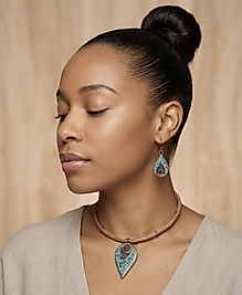 Boho Schmuckset aus Messing mit Türkis, Koralle & Lapislazoli