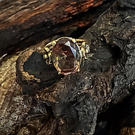 Mystic Topaz Ring goldfarben – Messing & Kupfer – verstellbar – Boho Vintage Schmuck